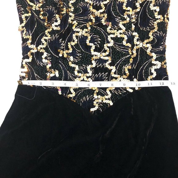 Vintage Gunne Sax 90s Strapless Sweatheart Beaded Sequin Velvet Cocktail… - Picture 8 of 10